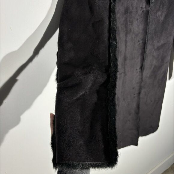 H&M Faux Suede Faux Fur Reversible Long Coat Jacket Size 6 - Picture 3 of 14